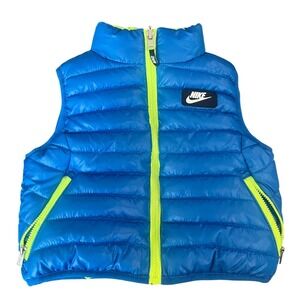 Nike Kids Puffer Vest 2T Blue Neon Green Reversible Padded Winter Outfit